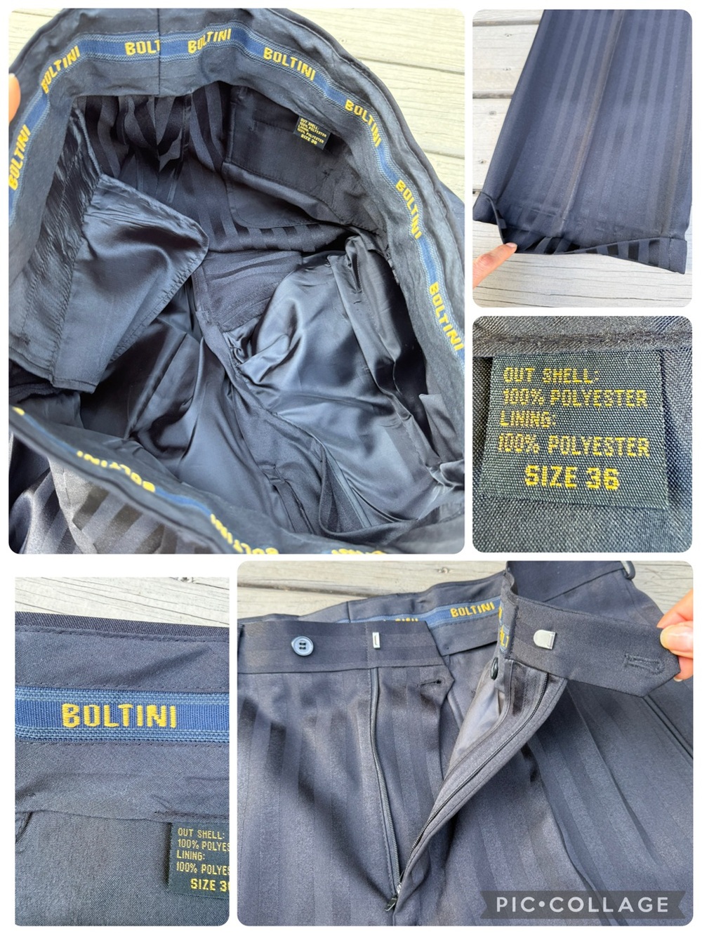 Boltini Uomo Three-Piece Pinstripe Suit in Dark black Vest Blazer Trousers 42 L - Picture 14 of 16